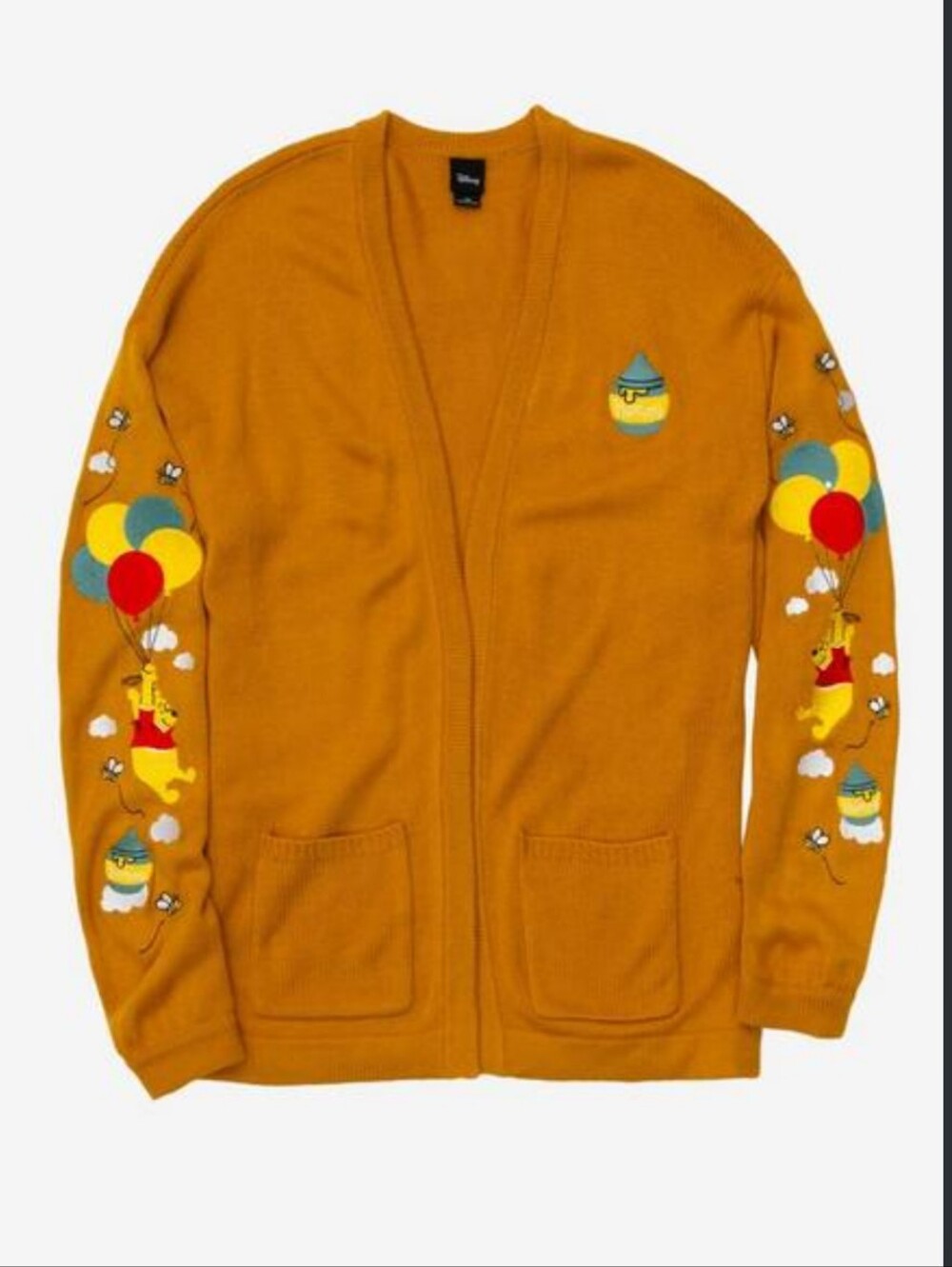 Disney Her Universe Mustard Yellow Winnie the Pooh Balloon Embroidered Cardigan